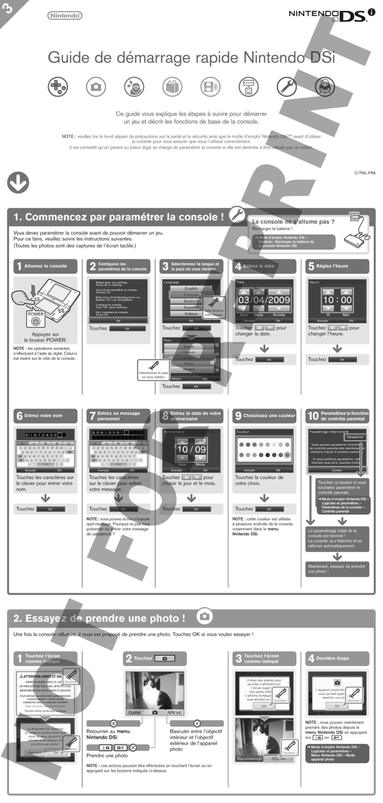 NINTENDO DSi Guide rapide