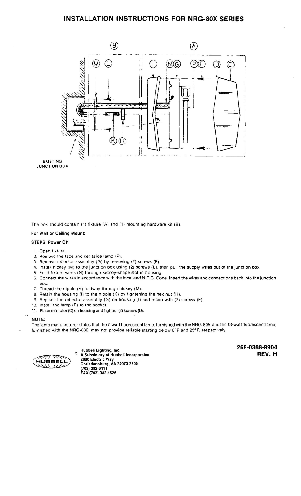 Hubbell Lighting NRG-80X User Manual