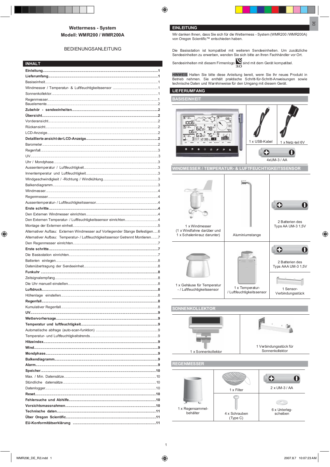 Oregon Scientific WMR200, WMR200A User manual