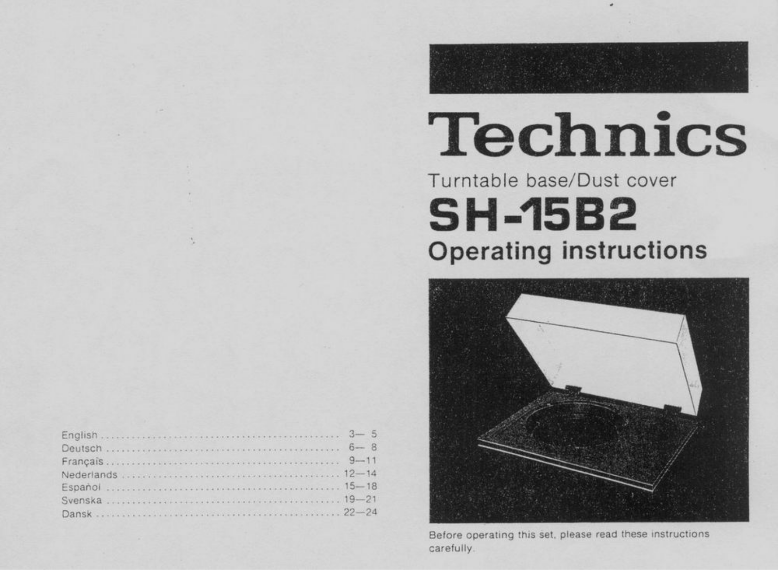 Technics SH-15-B-2 Owners manual