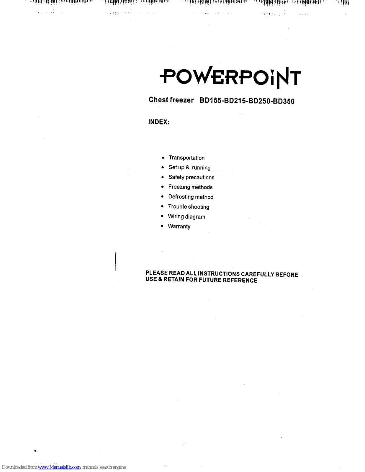PowerPoint BD155, BD215, BD250, BD350 Instructions Manual - ManualMachine.com