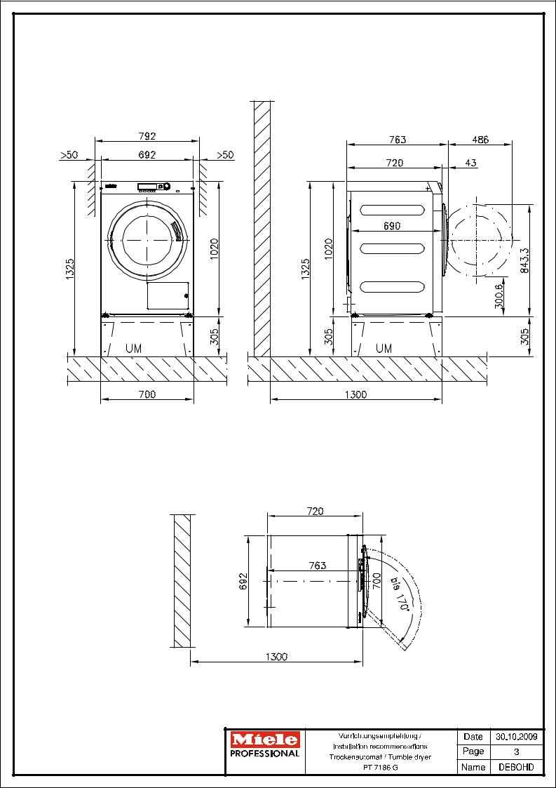 Miele PT 7186 G Installation diagram