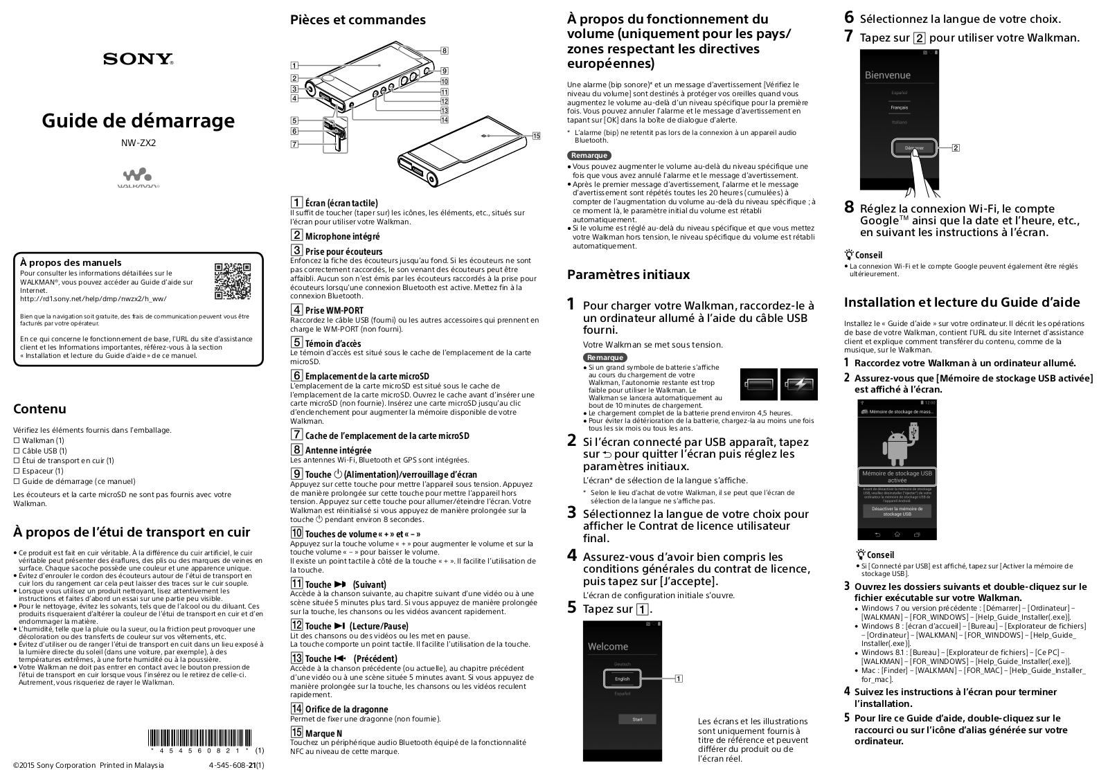 SONY NW ZX2 Notice de prise en main