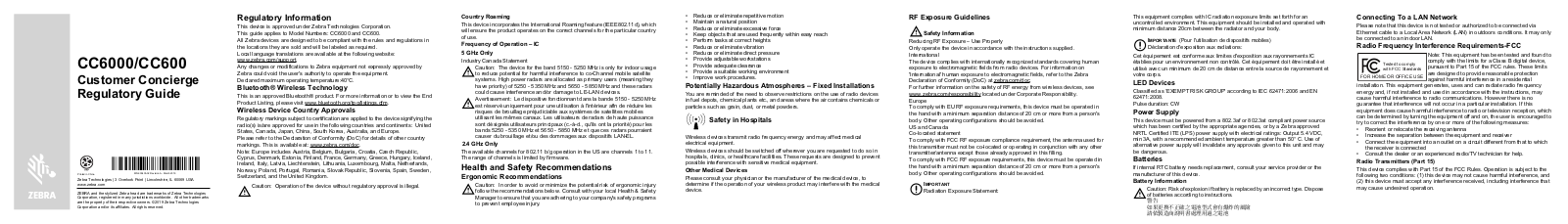 Zebra Technologies CC600 User Manual