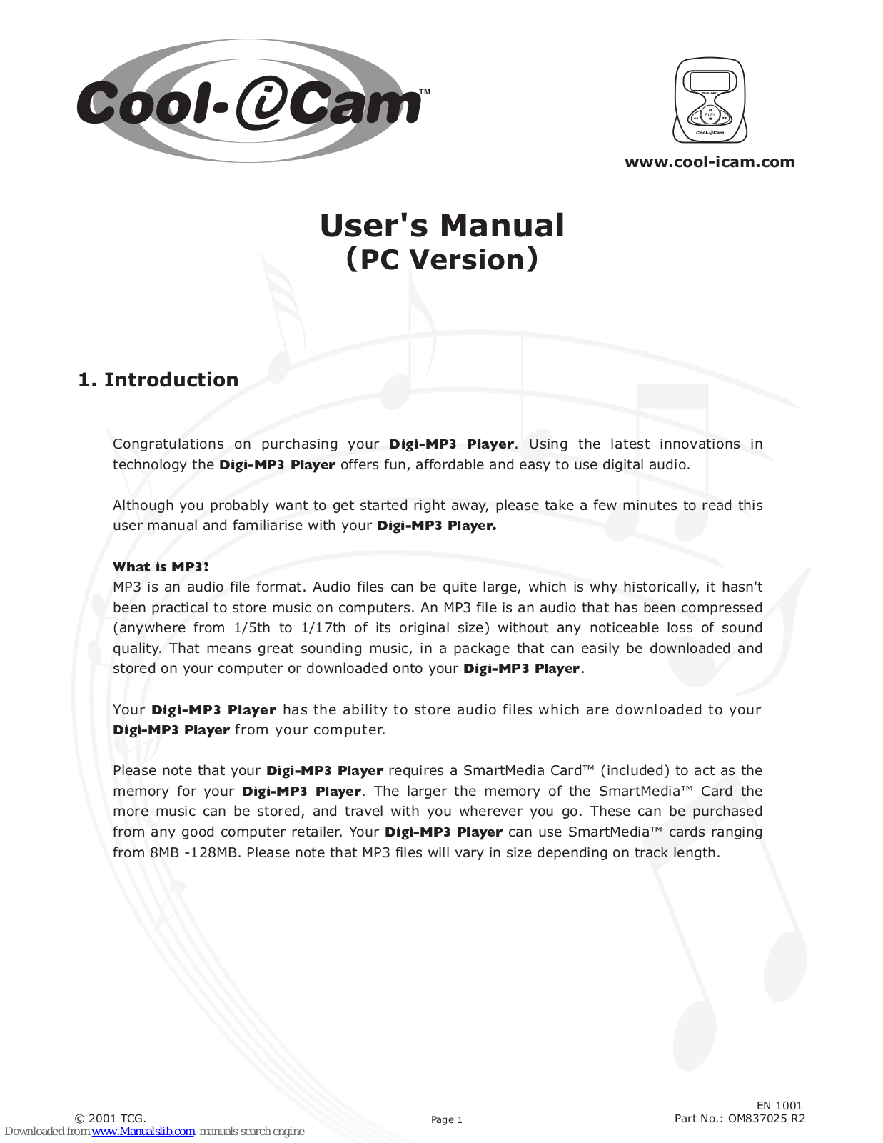 Cool-Icam Digi MP3, Digi-MP3 Player User Manual