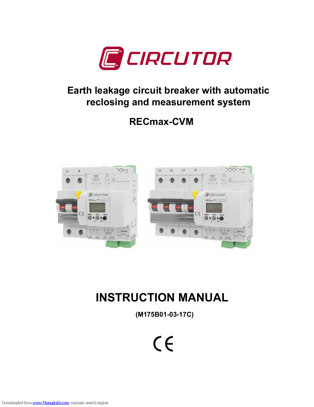 Circutor RECmax-CVM series, RECmax-CVM 4-pole, RECmax-CVM 2-pole Instruction Manual