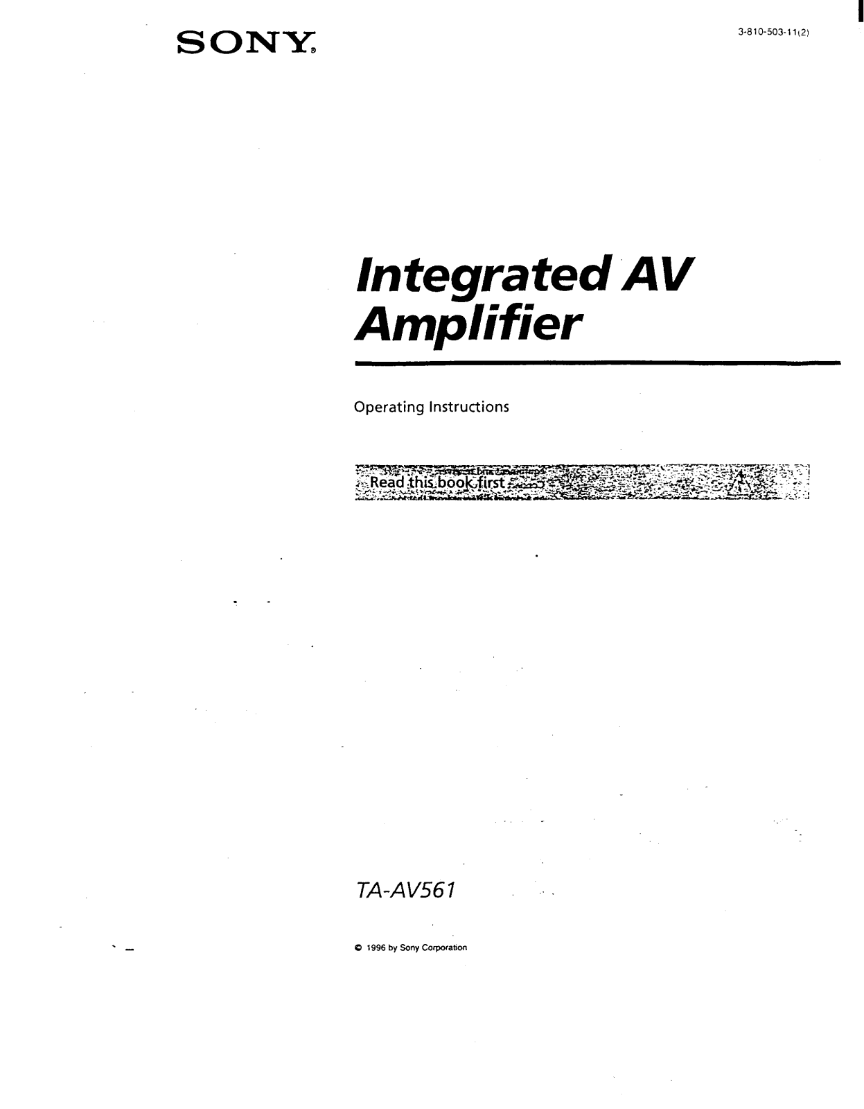 Sony TA-AV561 User Manual