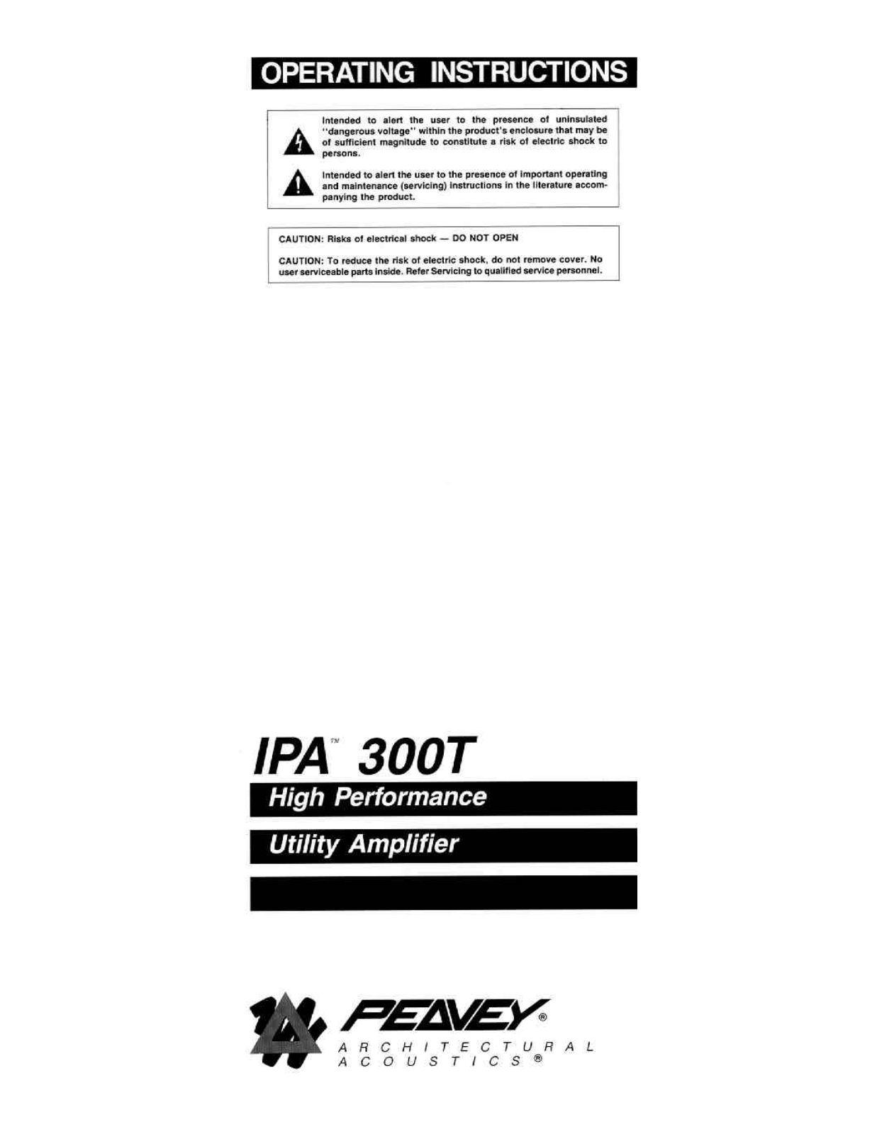 Peavey IPA 300T User Manual