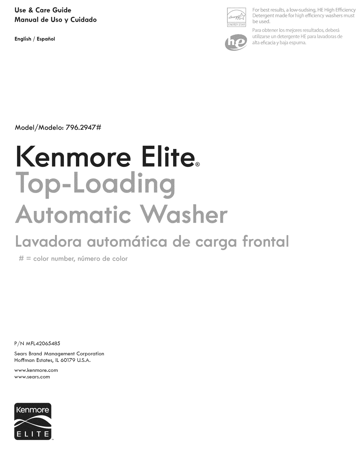 Kenmore Elite 79629478000, 79629472000 Owner’s Manual