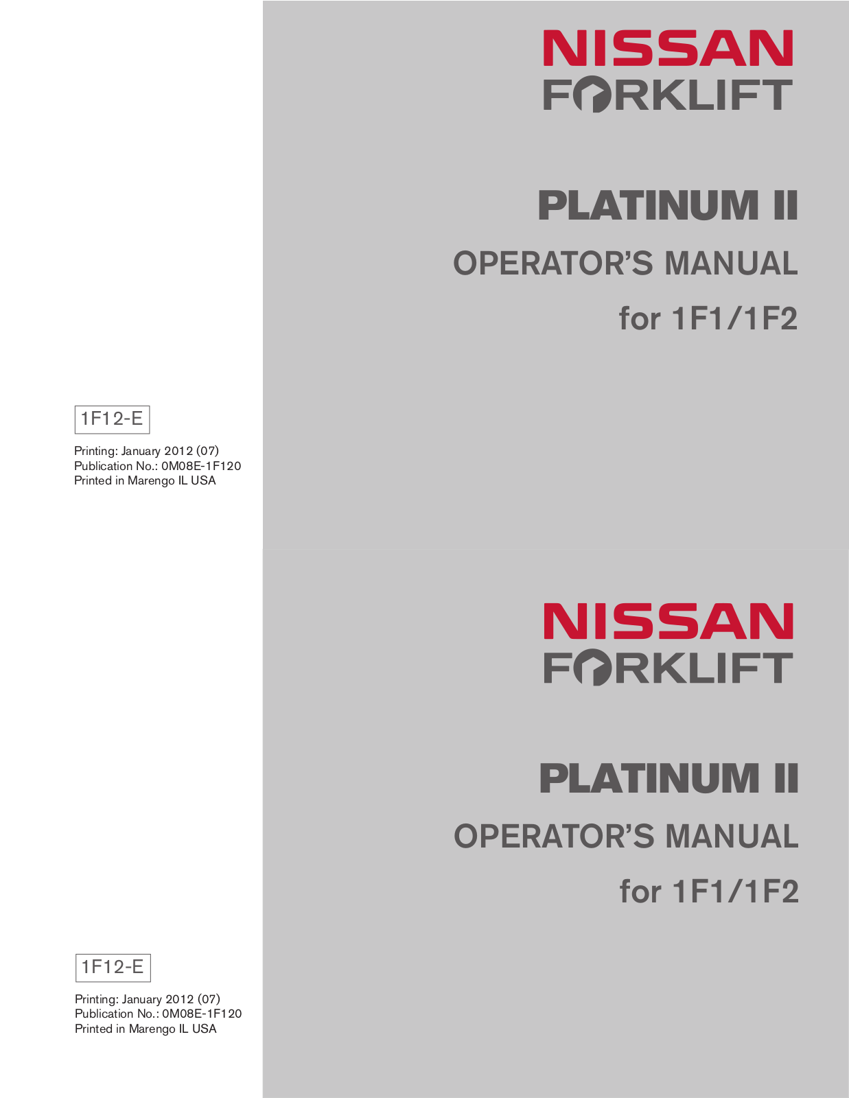 Nissan 1F1, 1F2s Operator's Manual