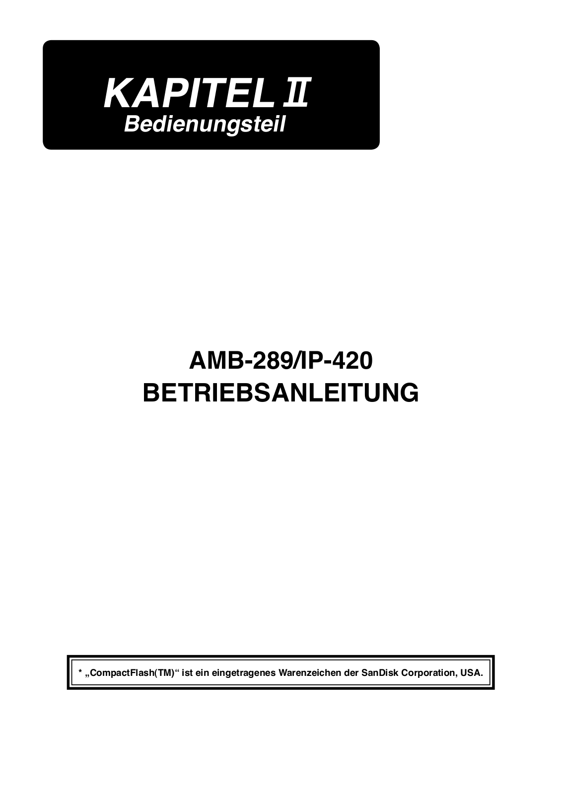 JUKI AMB-289/IP-420 Instruction Manual