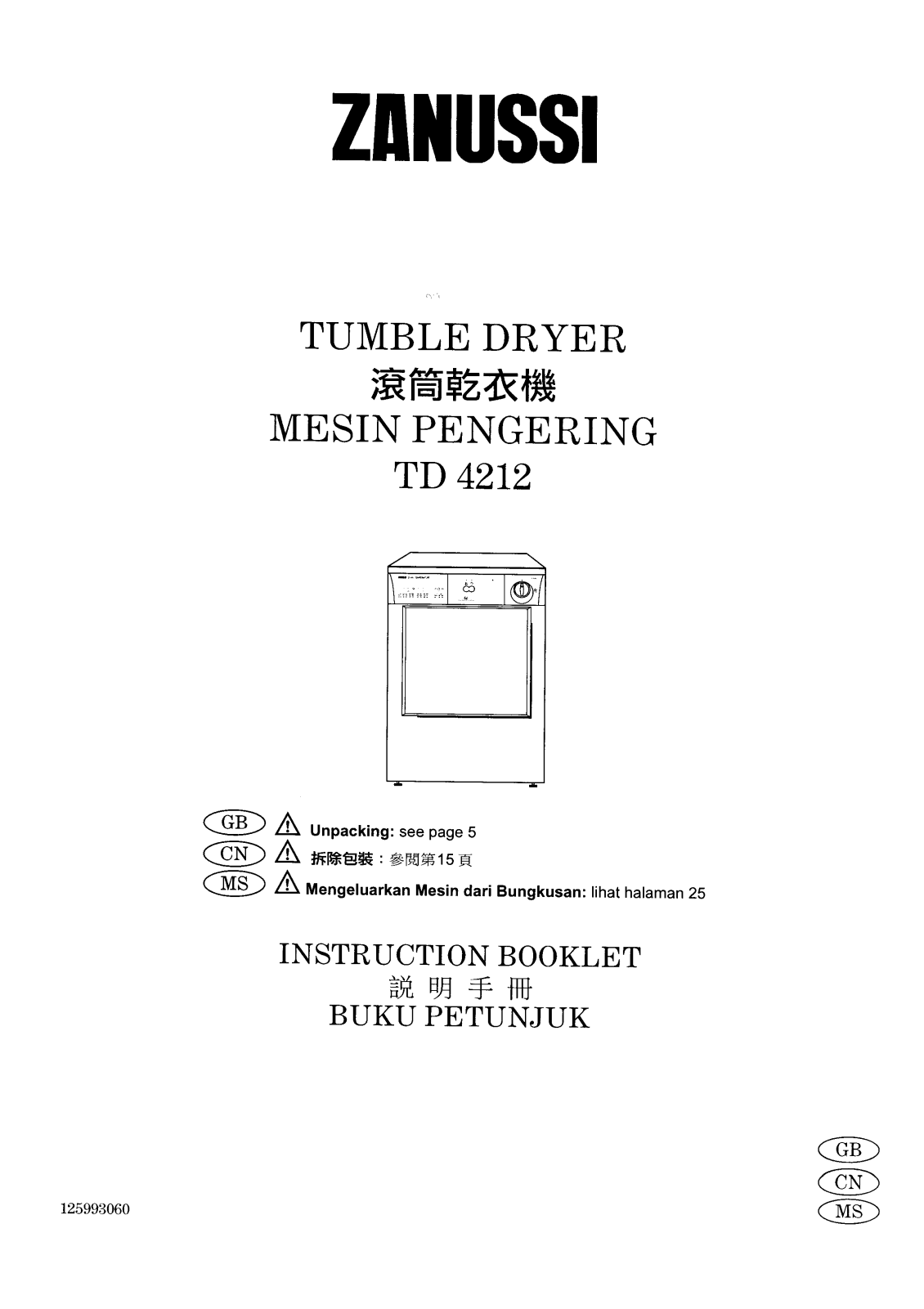 Zanussi TD4212 User Manual