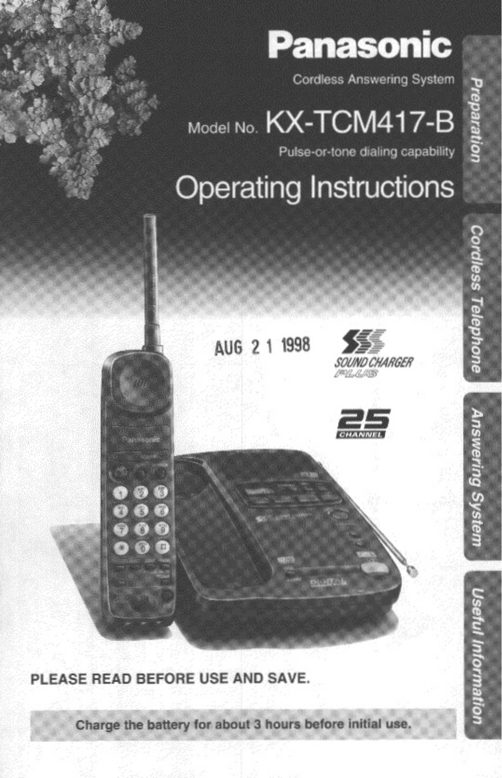 Panasonic kx-tcm417 Operation Manual