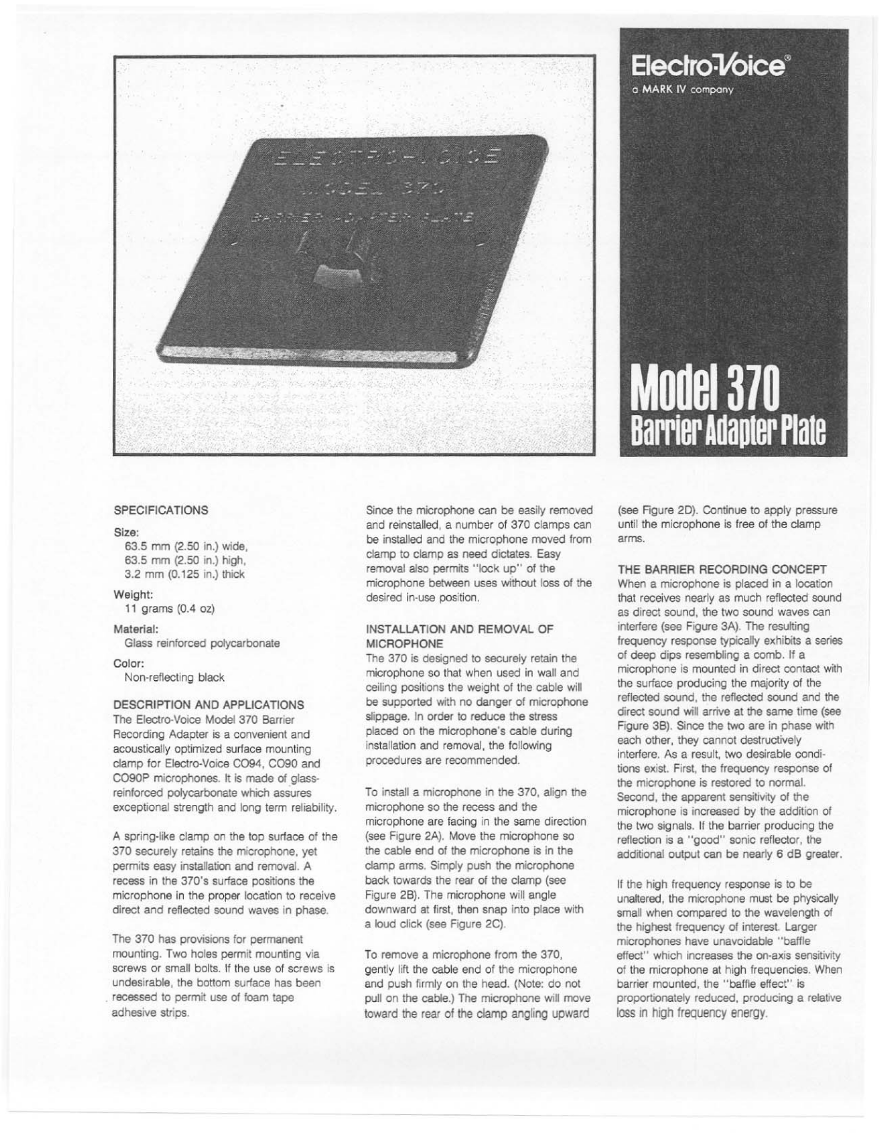 Electro-voice 370 User Manual