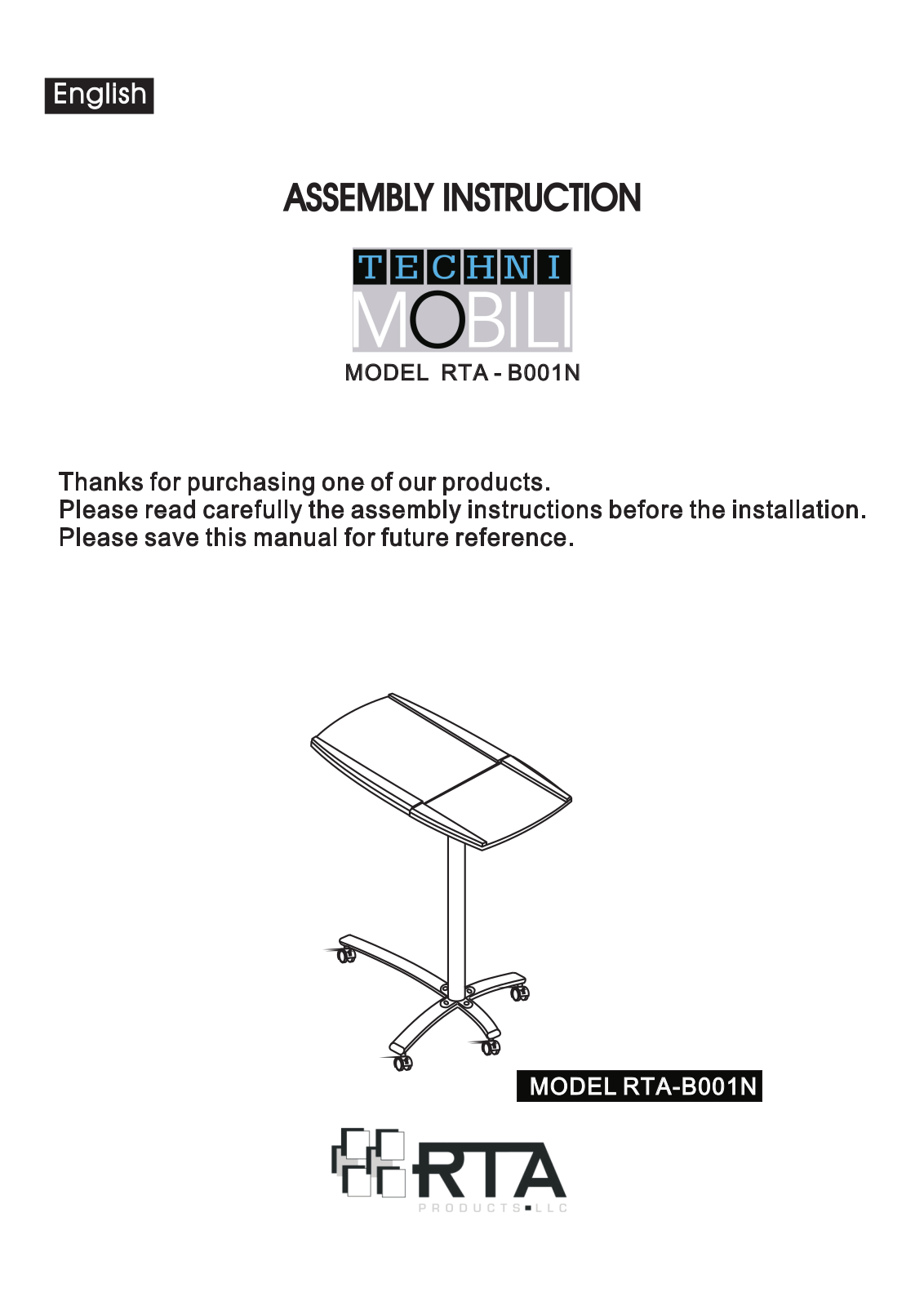 RTA Products RTA-B001N User Manual