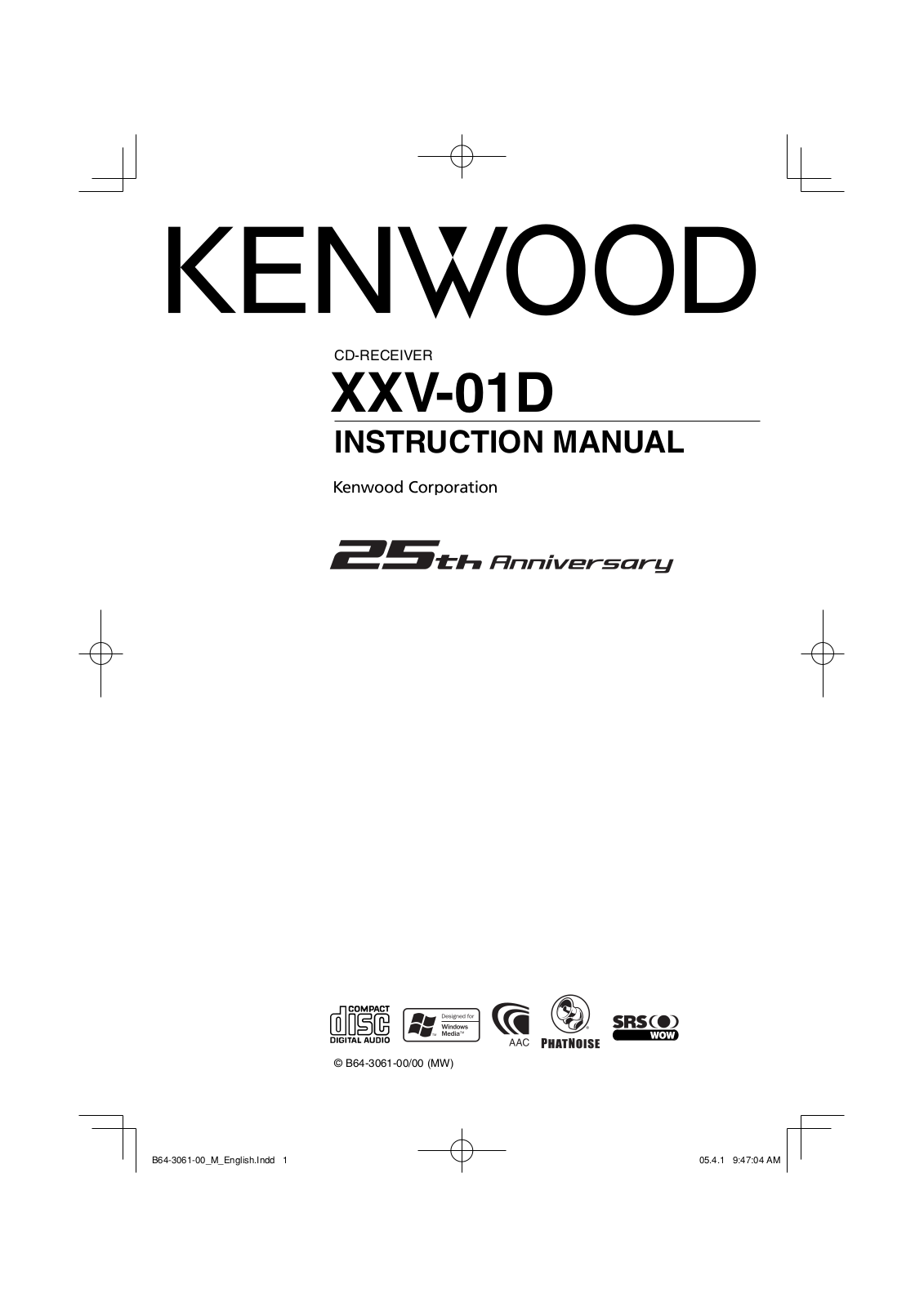 Kenwood XXV-01D User Manual