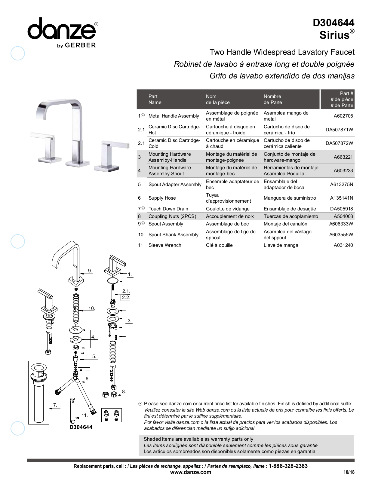 Gerber D304644BN, D304644 Part List