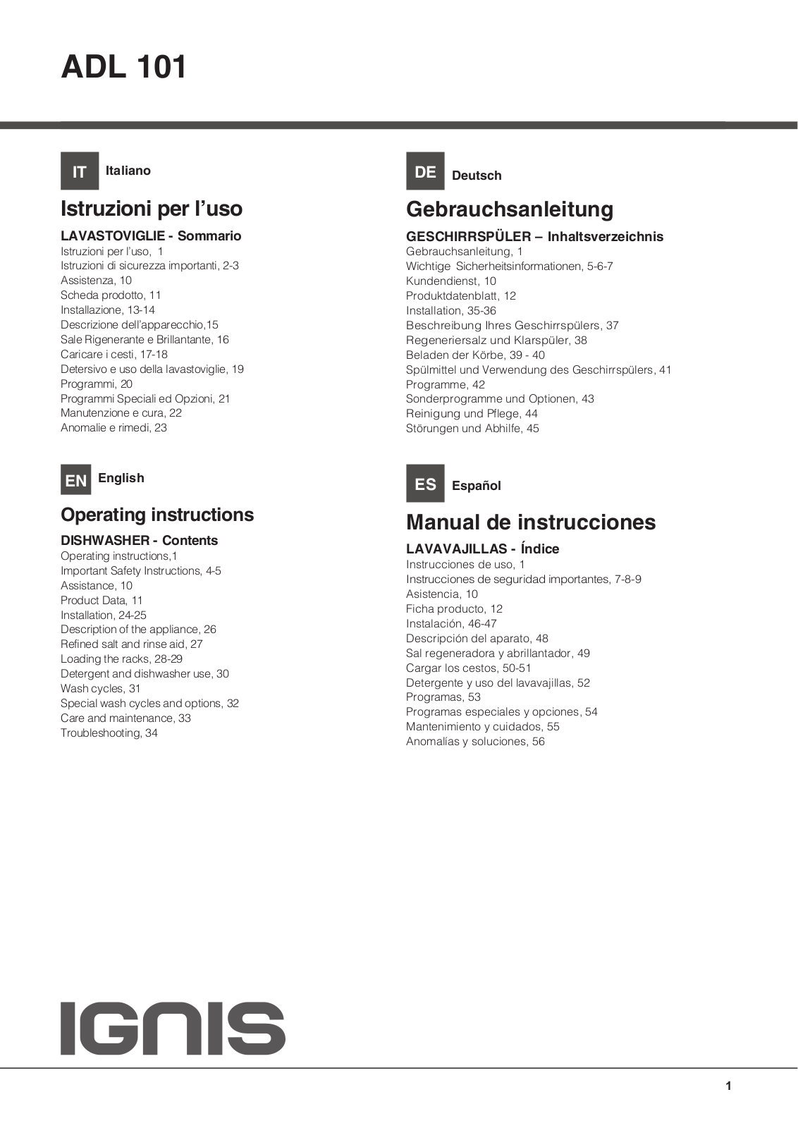 IGNIS ADL 101 User Manual