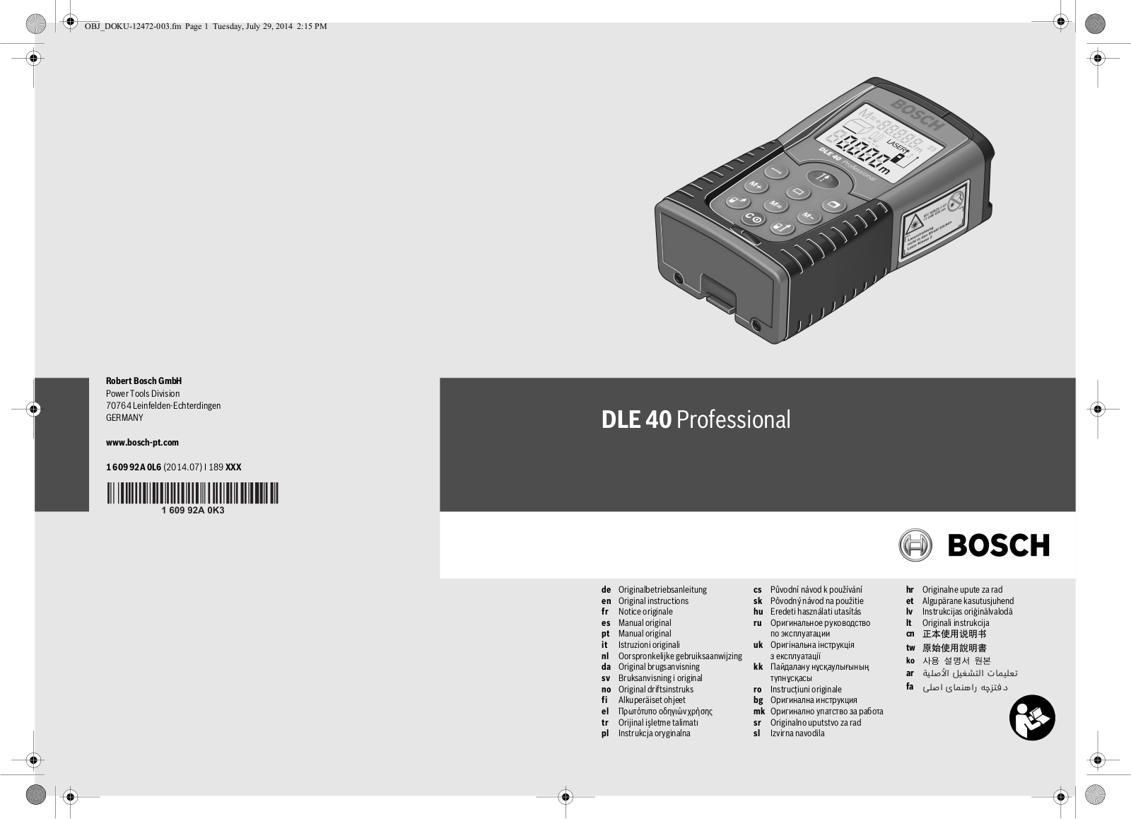 Bosch DLE 40 User Manual