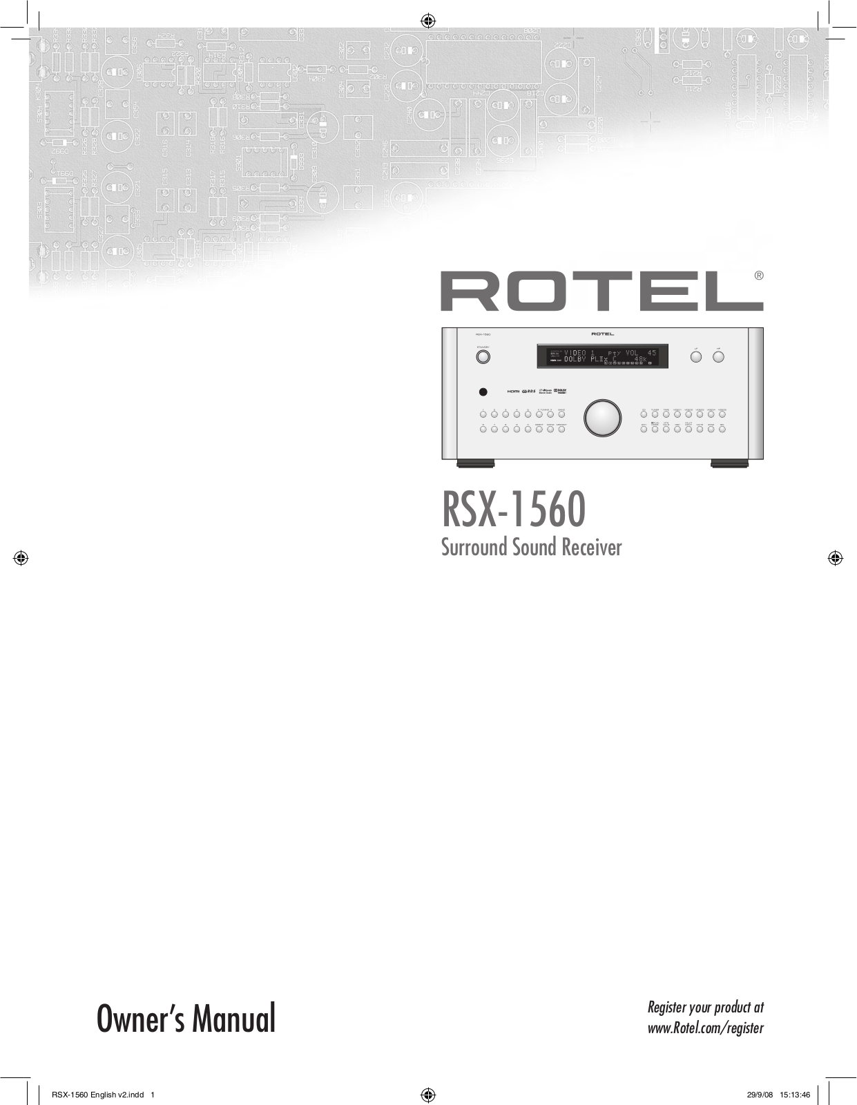 Rotel RSX-1560 Owners manual