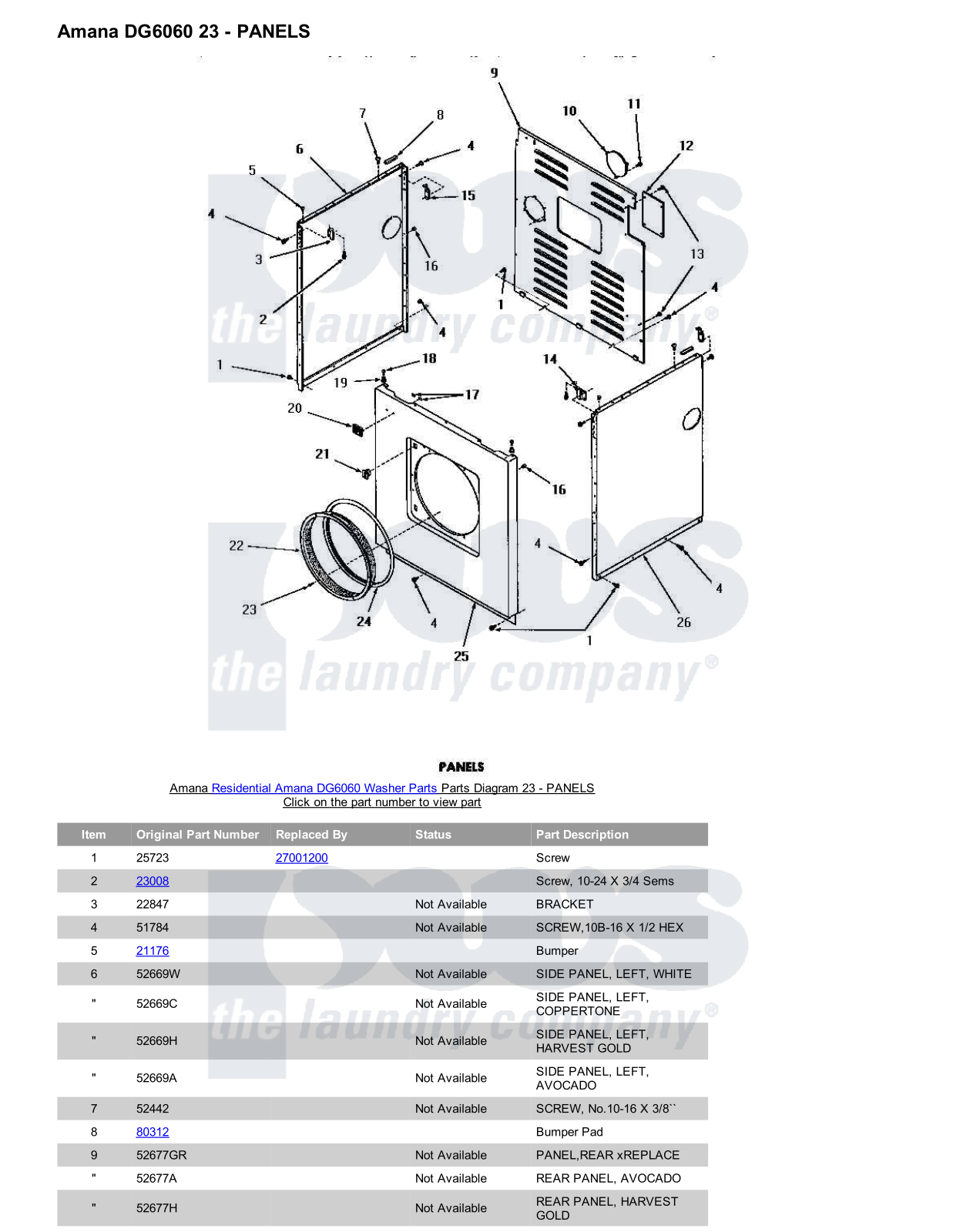 Amana DG6060 Parts Diagram