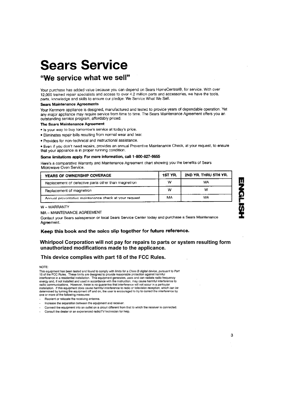 Whirlpool Microwave Development 6261X Revised manual page