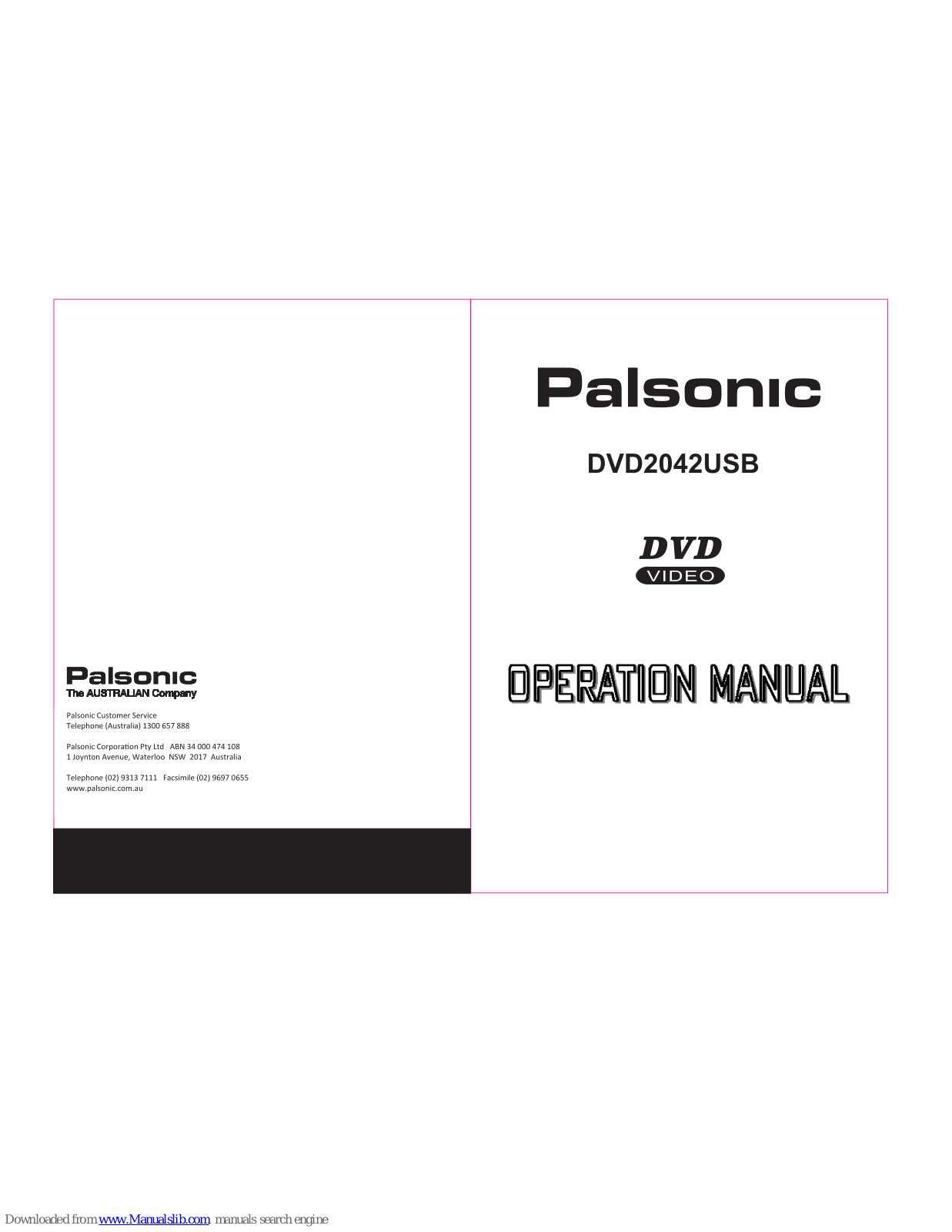 Palsonic DVD2042USB Operation Manual