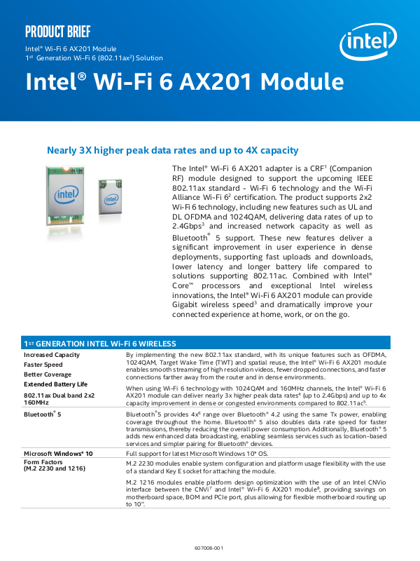 Intel AX201.NGWG User Manual