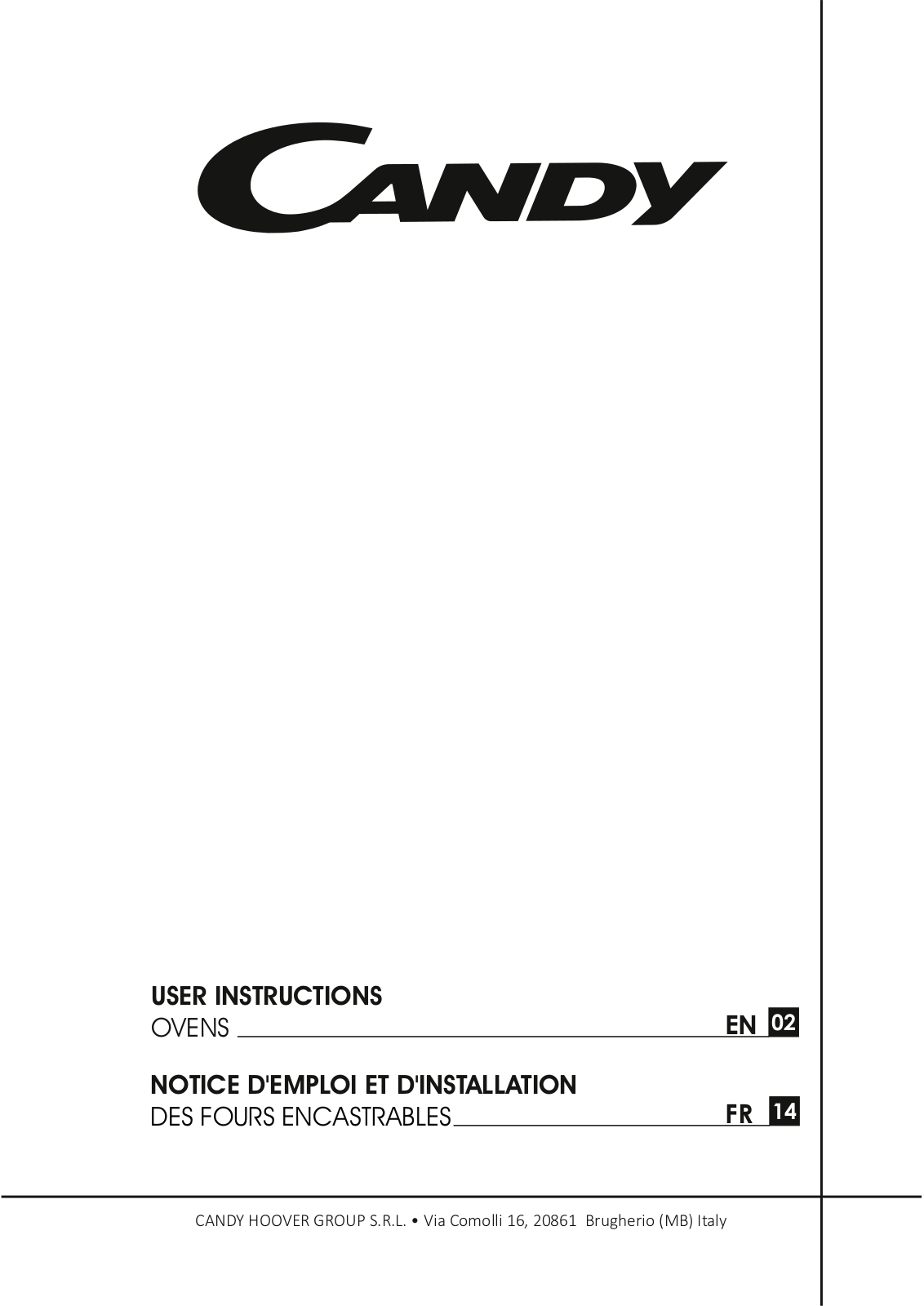 Candy FCP616X User Manual