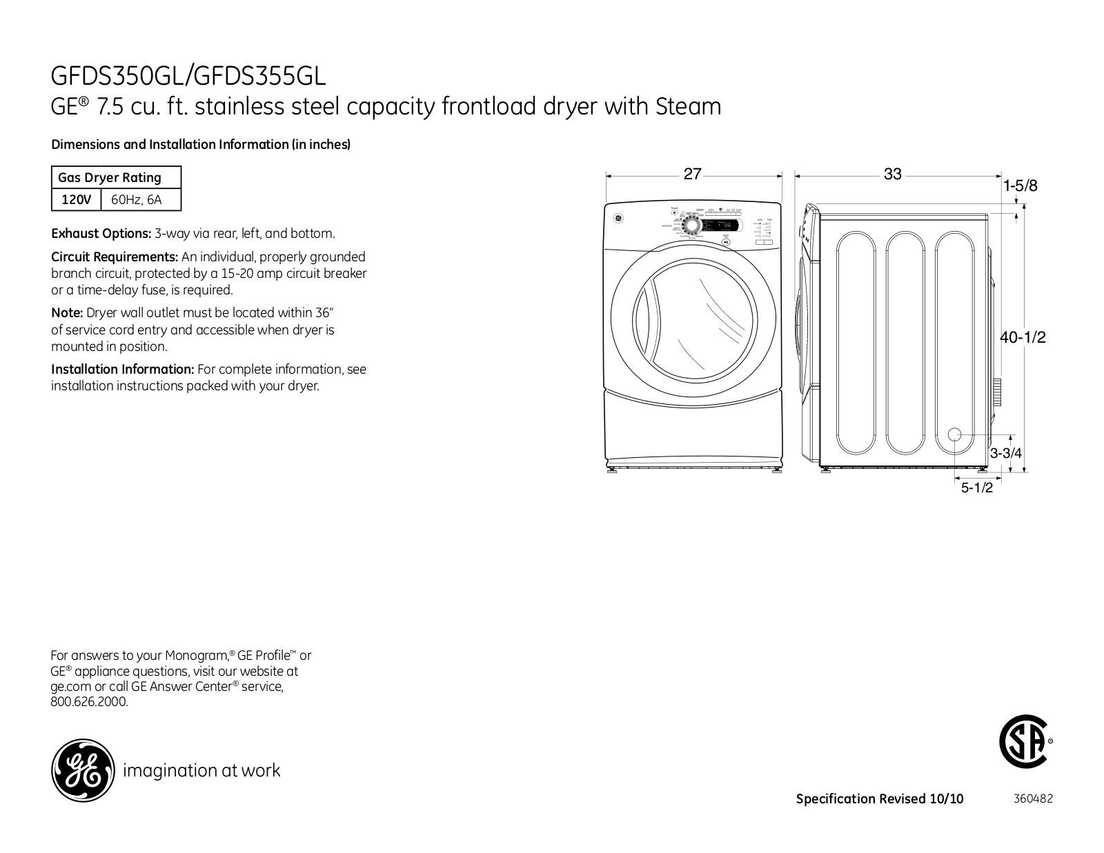 GE GFDS355GLMS, GFDS350GL, GFDS355GLMV User Manual