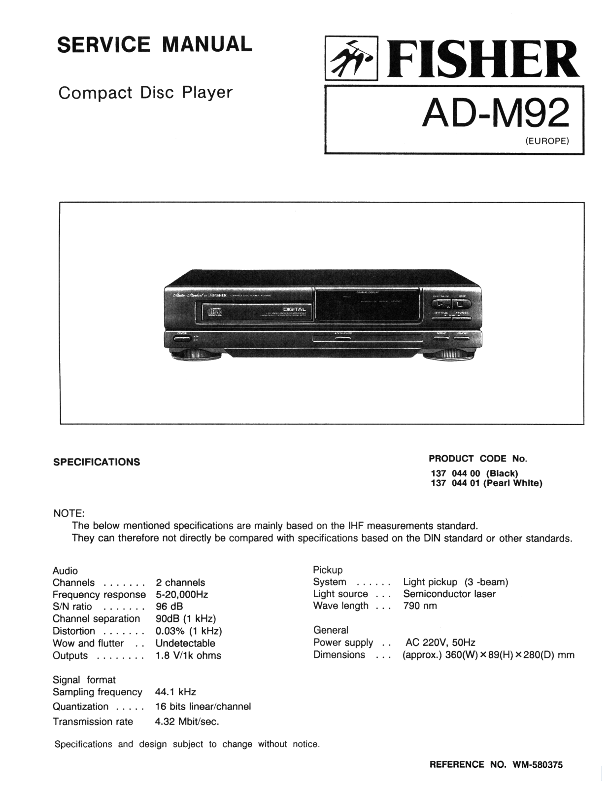 Fisher ADM-92 Schematic