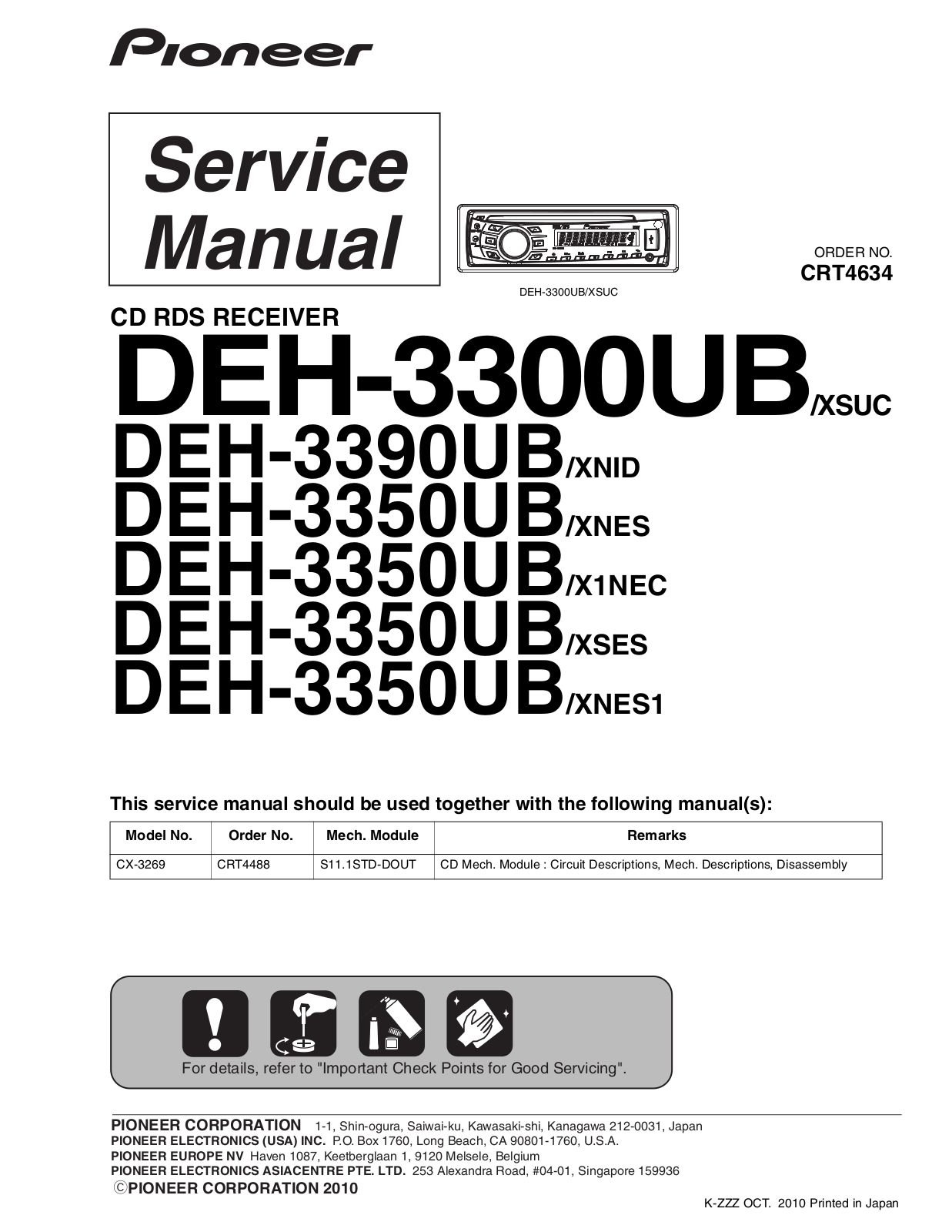 PIONEER DEH 3300UB, DEH 3350UB, DEH 3390UB Service Manual