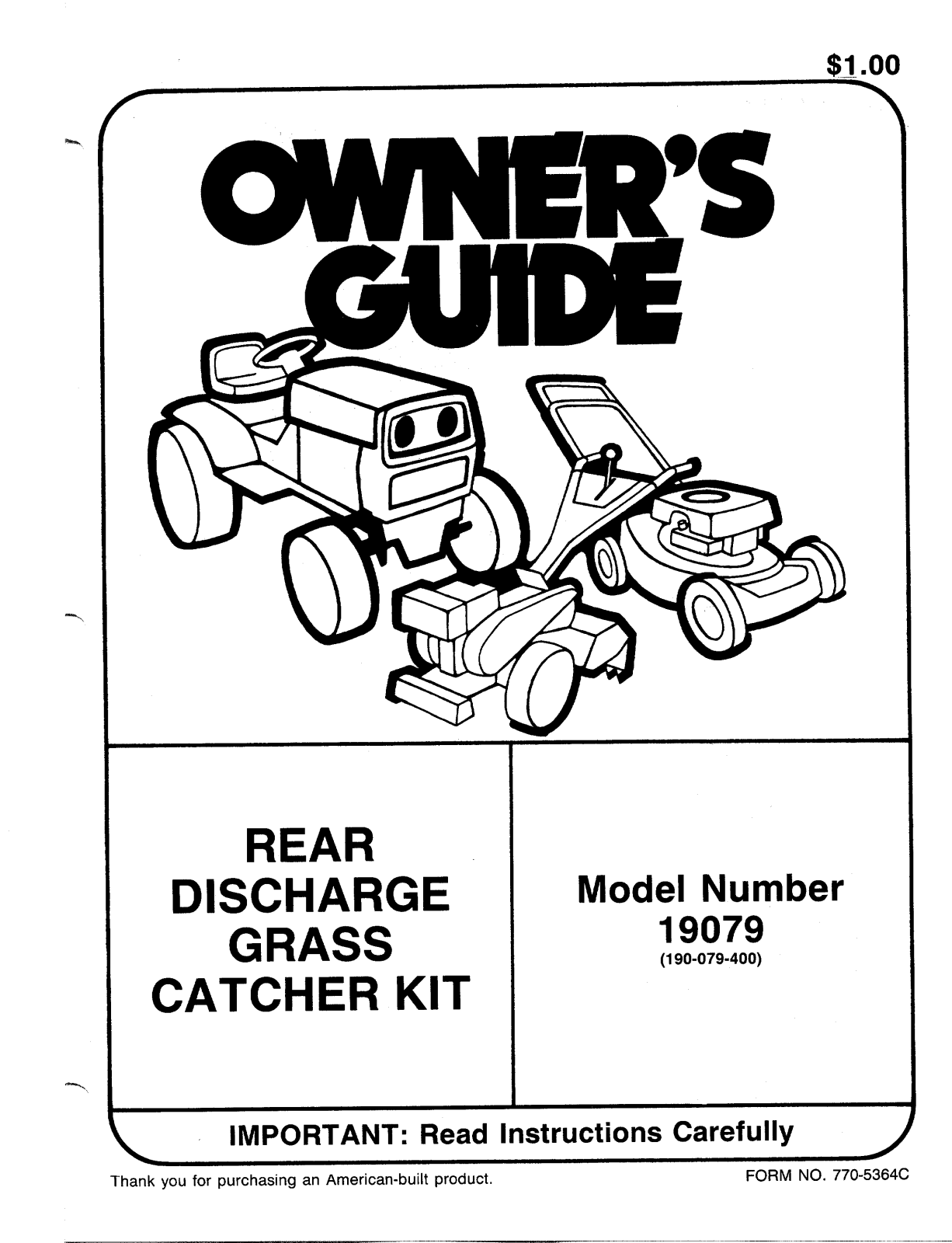 Bolens 19079 User Manual