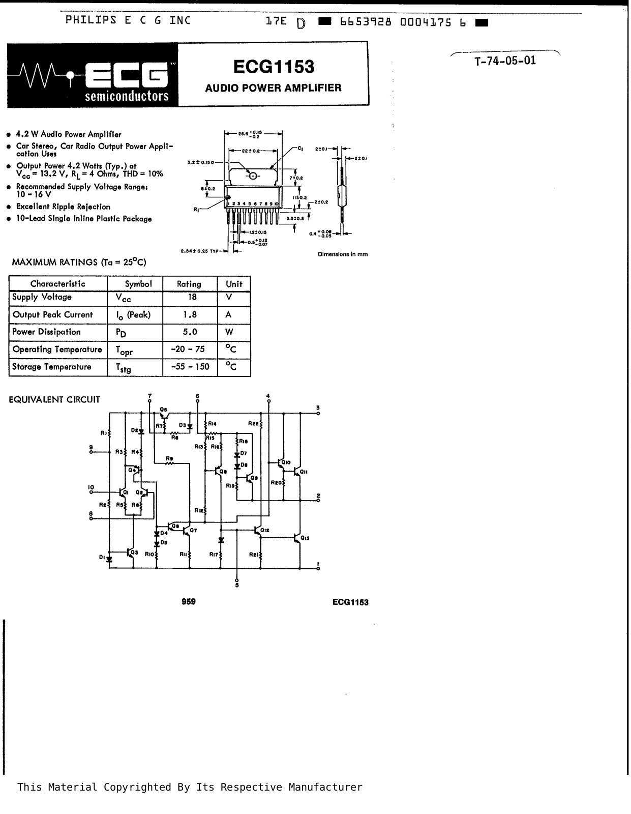Datasheet ECG1153 Specification - ManualMachine.com