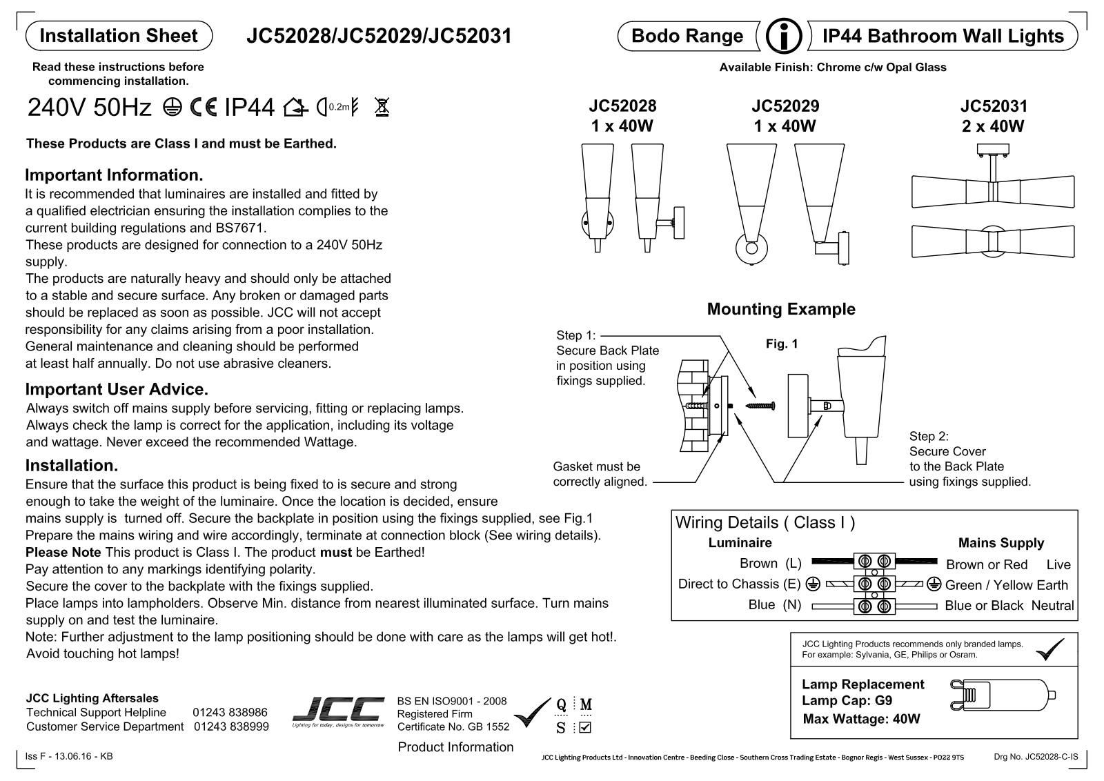 JCC JC52028, JC52029, JC52031 Installation sheet - ManualMachine.com