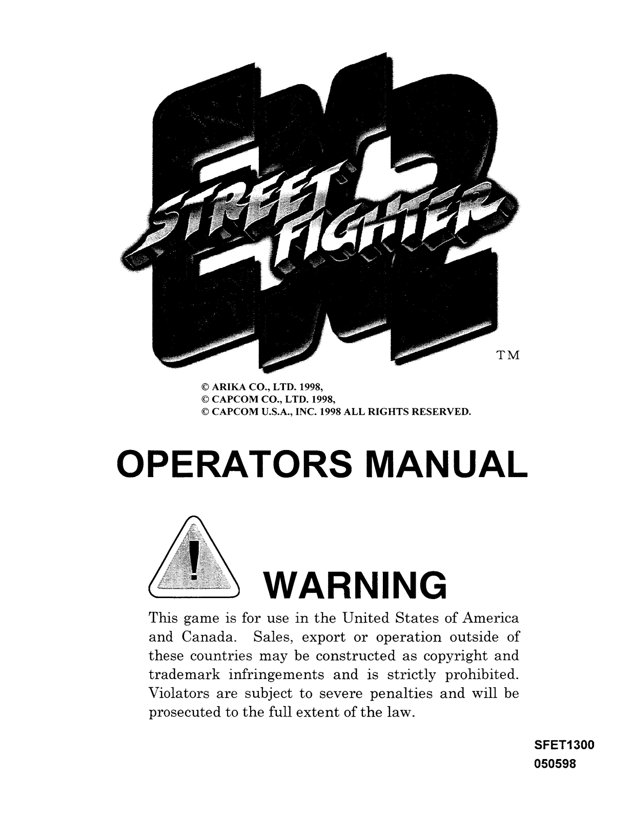 Capcom Street Fighter EX 2 User Guide