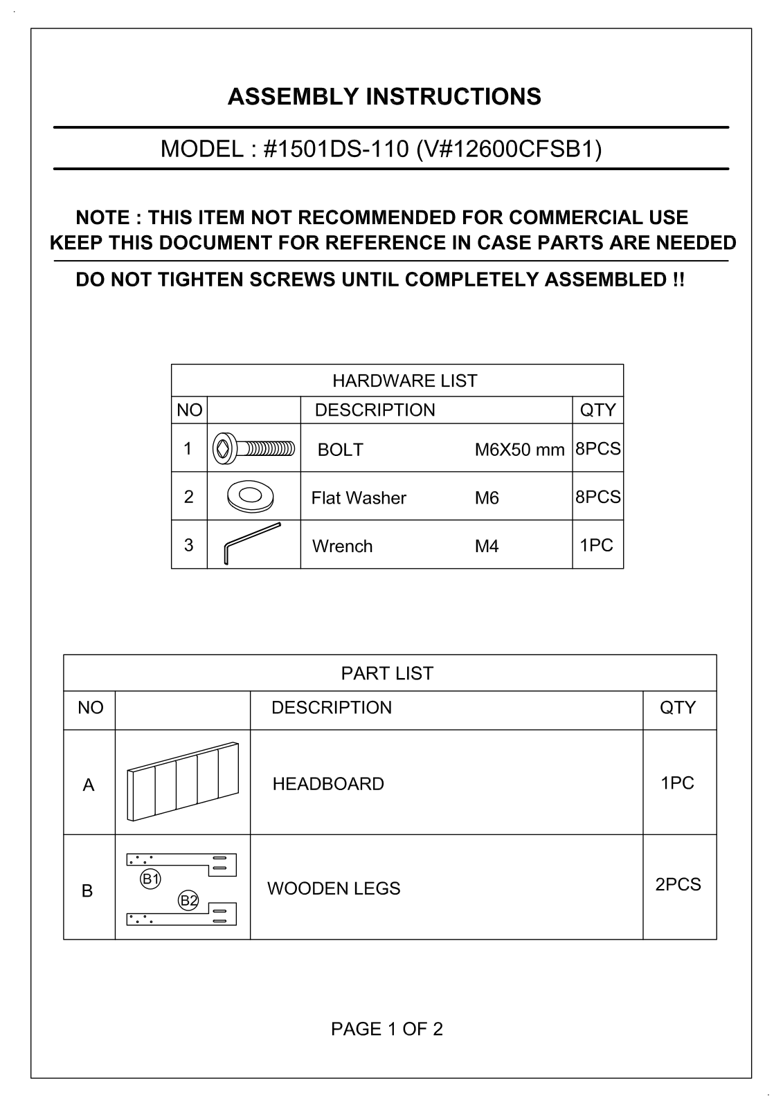 Bernards BXD10211 Installation & Assembly (King) - ManualMachine.com