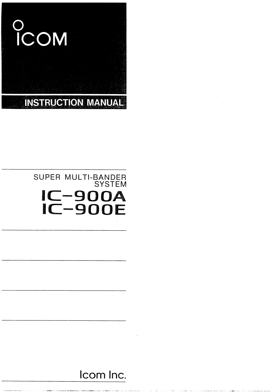 ICOM IC-900E, IC-900A User Manual