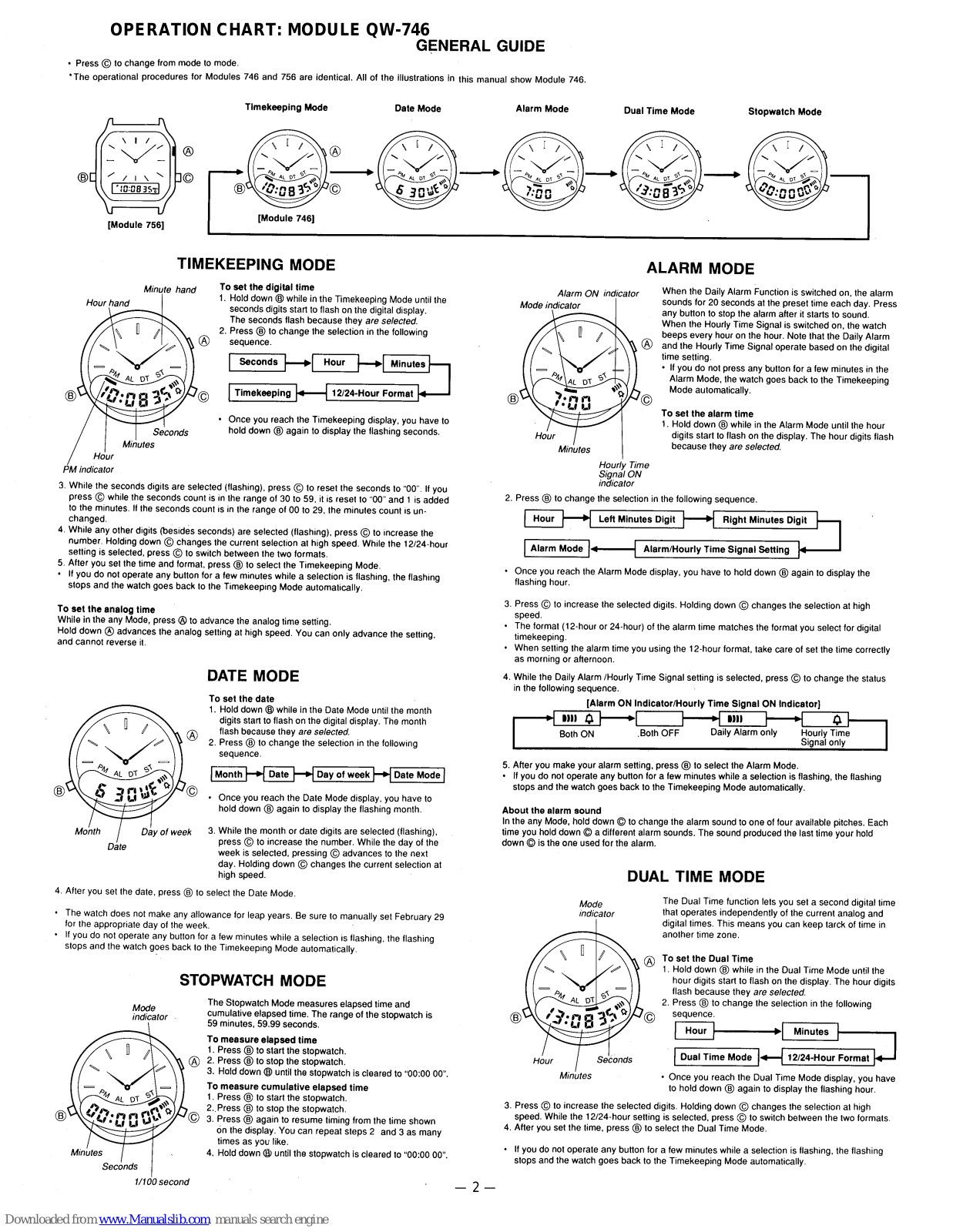 Casio QW-746 General Manual