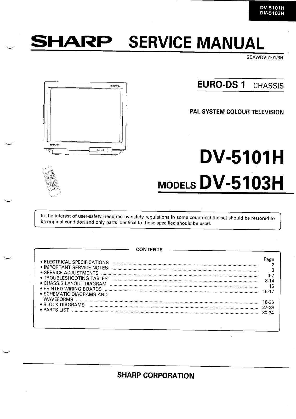 Sharp DV5101H Schematic