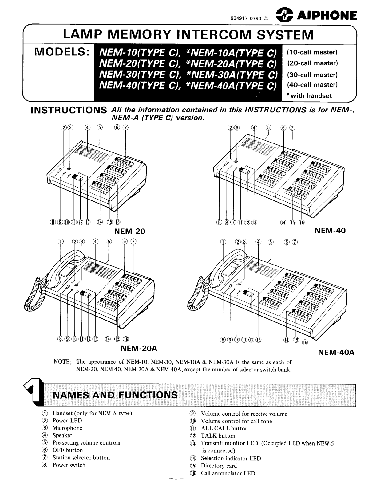 Aiphone NEM INSTALLATION INSTRUCTIONS