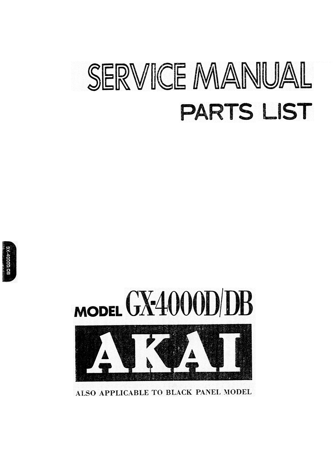 Akai GX-4000DB, GX-4000D Parts List