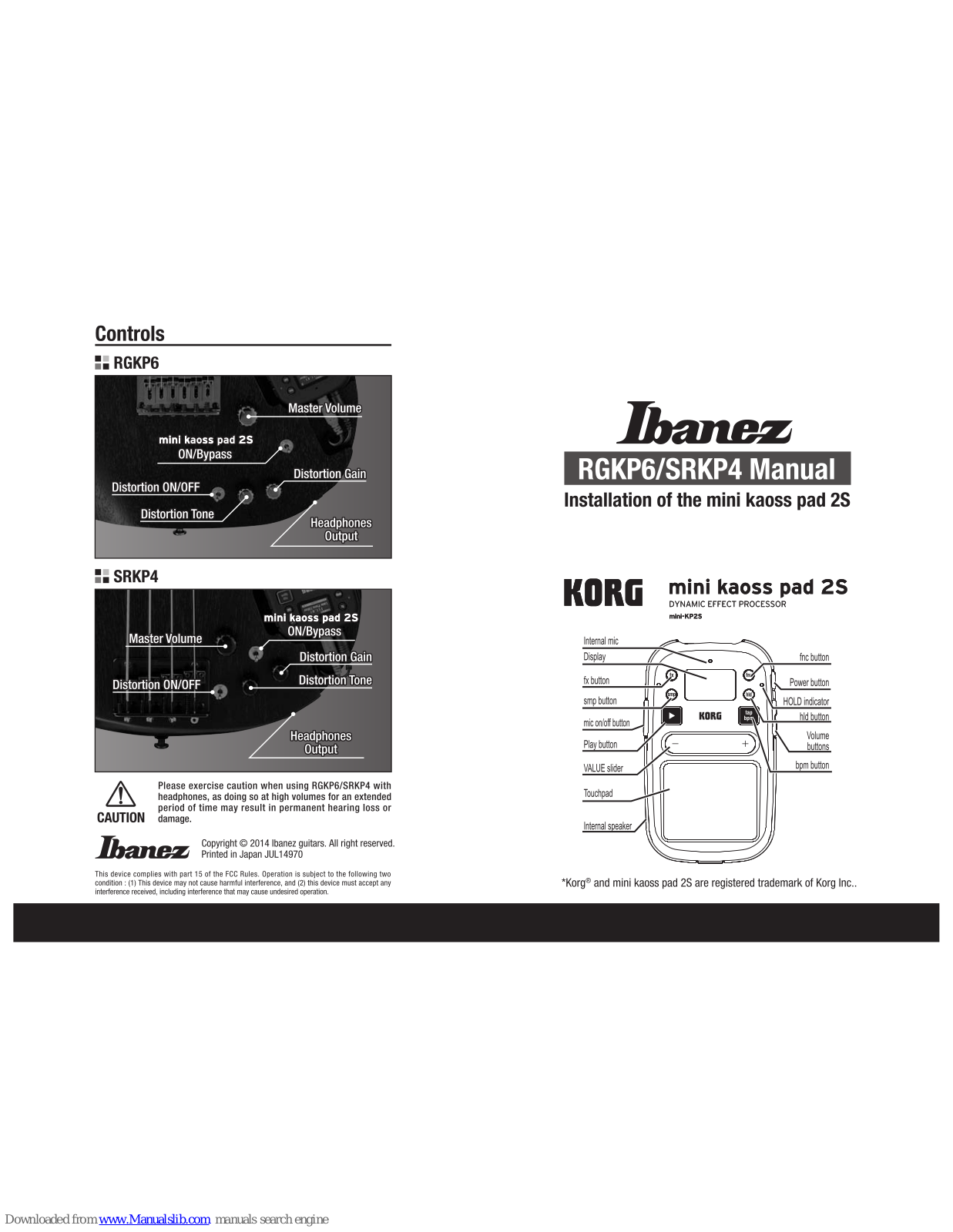 Ibanez SRKP4, RGKP6 User Manual