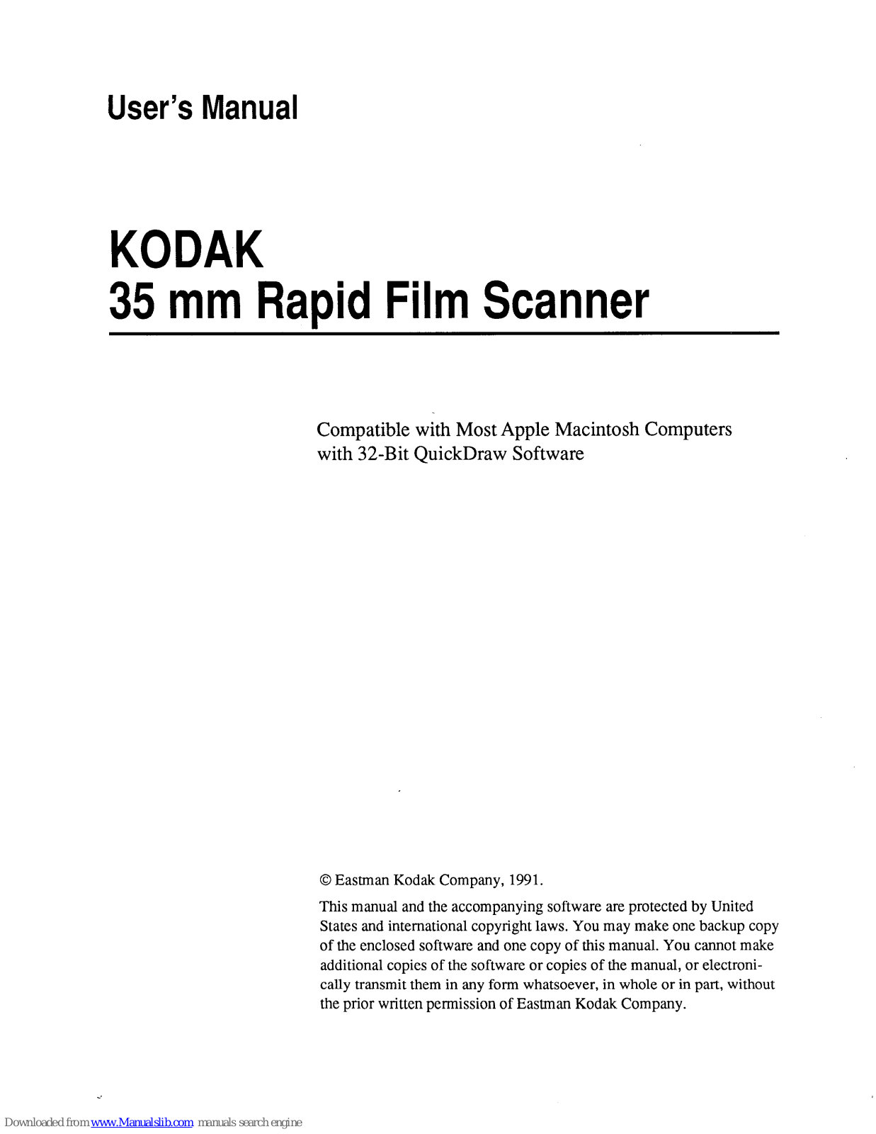 Kodak 35 RAPID FILM SCANNER User Manual