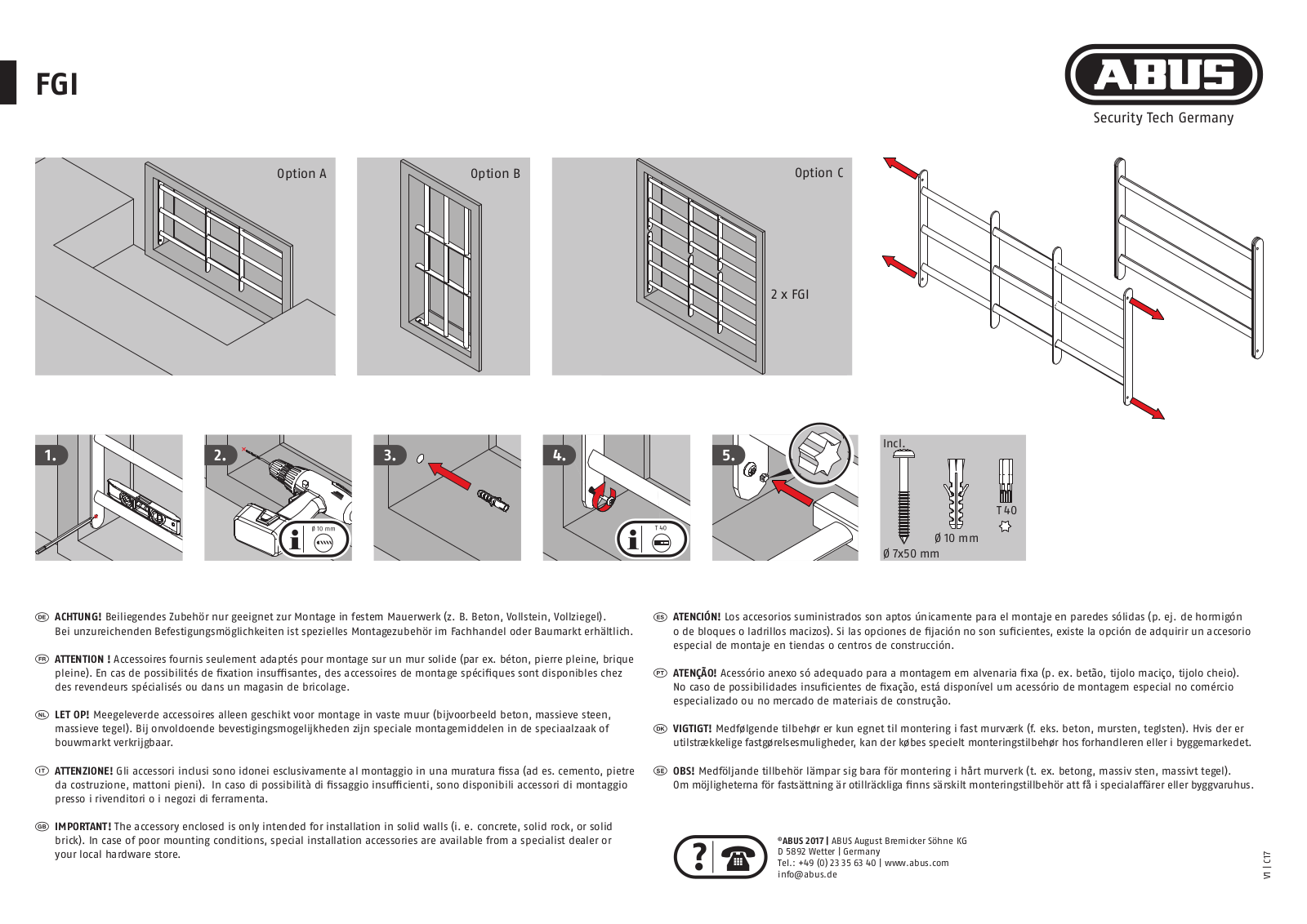 ABUS FGI7300 Assembly instructions