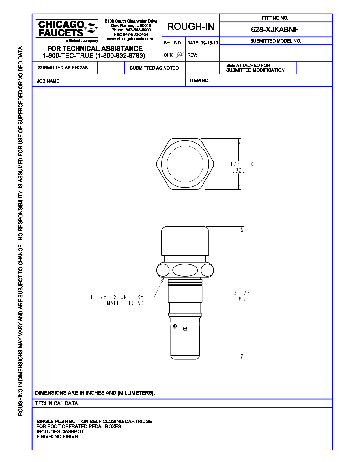 Chicago Faucet 628-XJKABNF User Manual