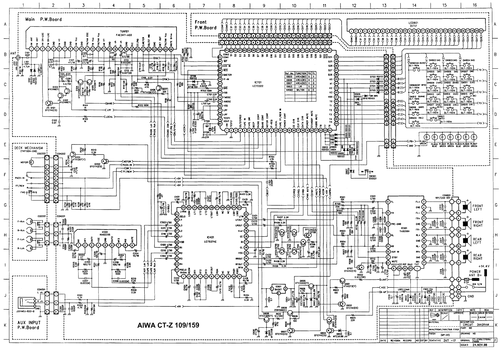 Aiwa CT Z 109, CT Z 159 Diagram