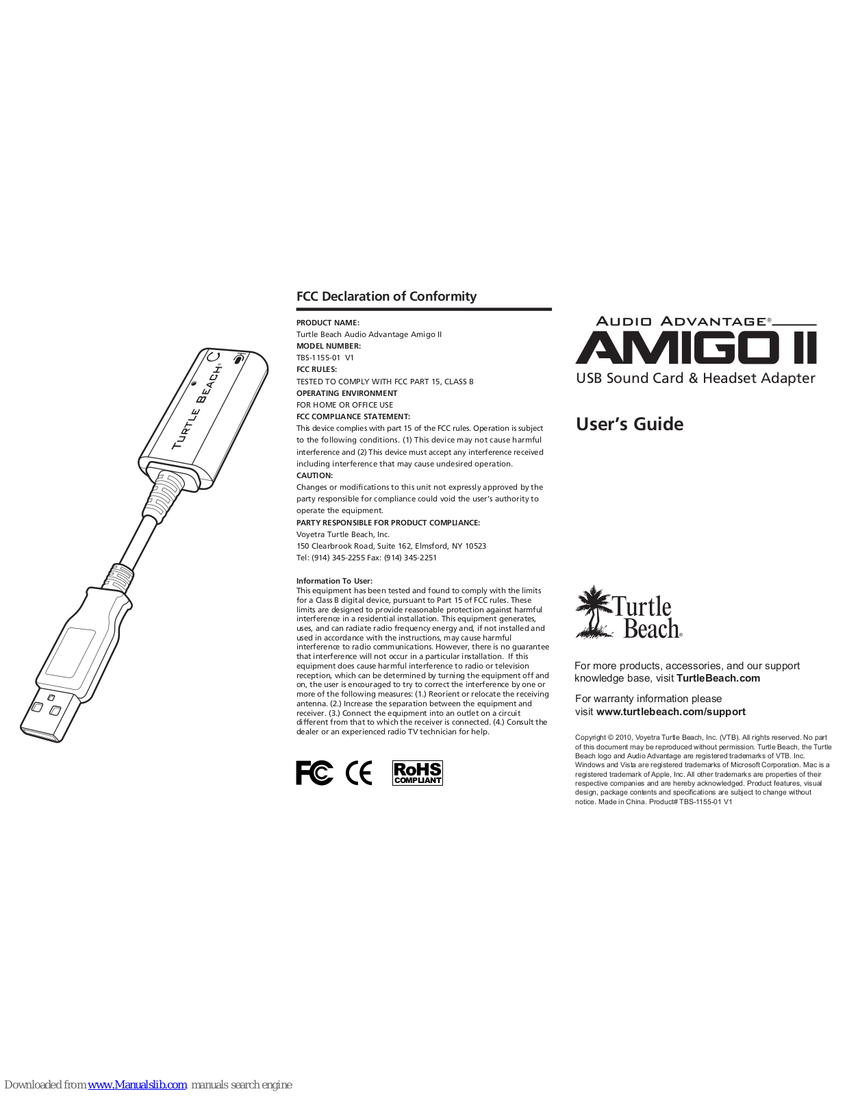 Turtle Beach Audio Advantage Amigo II User Manual