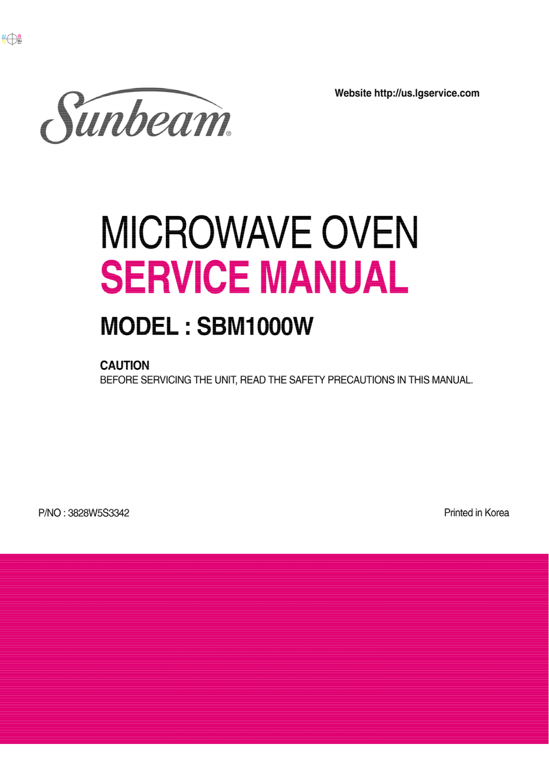 Sunbeam Sbm1000w, Sbm1000w01 Service Manual