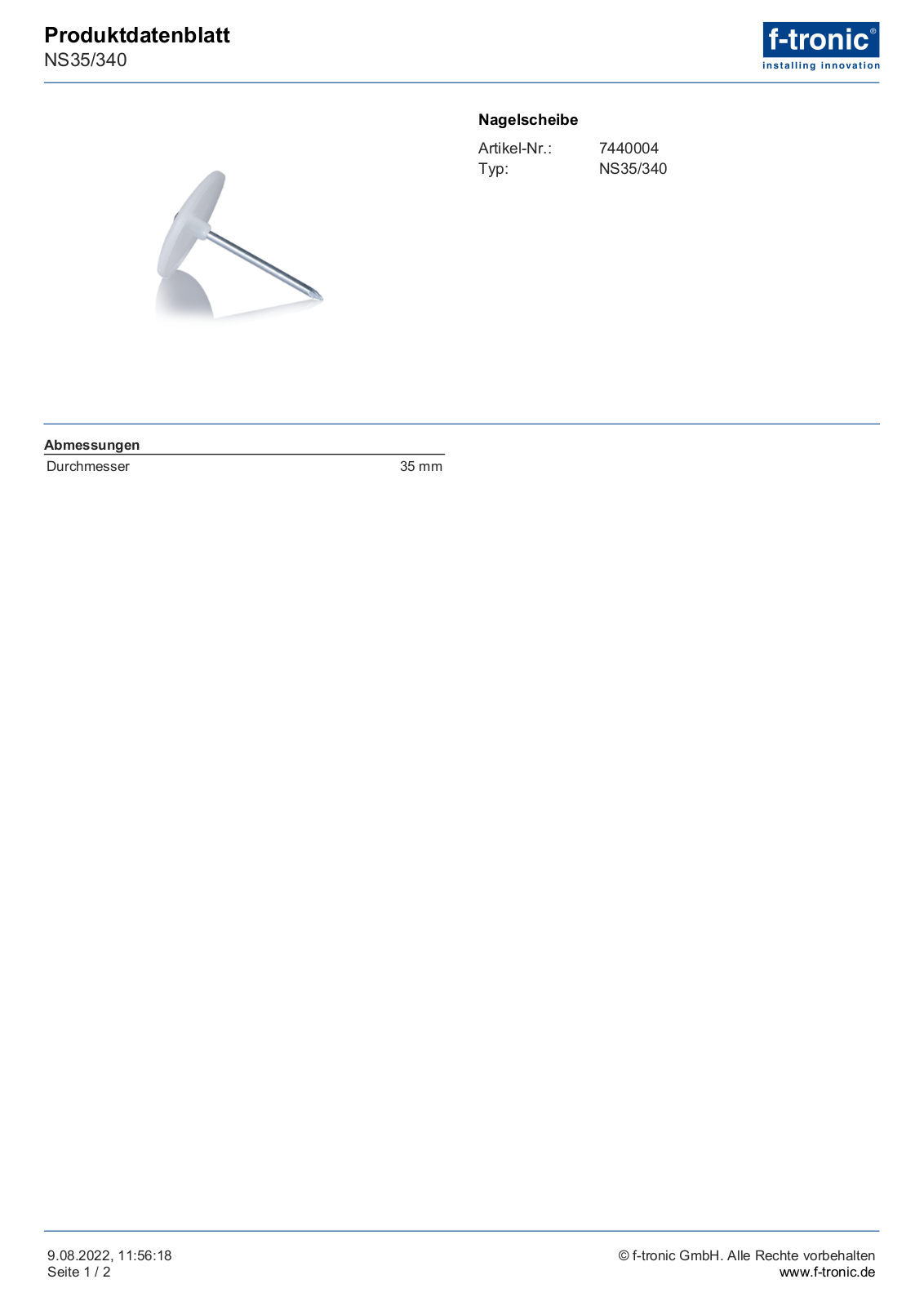 F-TRONIC EL NS 35-40 Datasheet - ManualMachine.com